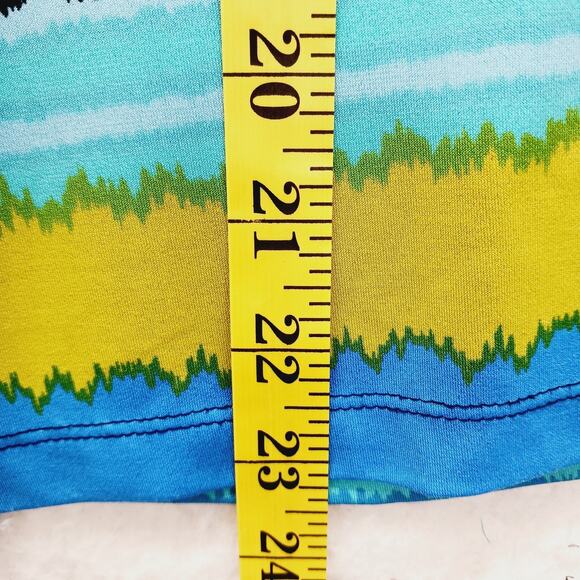 Blouse Size S Blue Yellow Lime Cruise Dopamine Stripe Minimalist Resort Resort - Picture 5 of 11